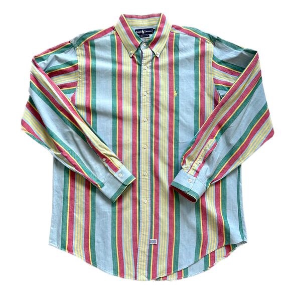 Vintage Polo Ralph Lauren Classic Oxford Striped Button Down Shirt Size XL - Picture 1 of 8